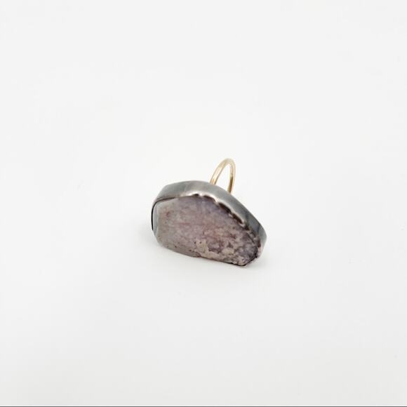 MELISSA JOY MANNING Ring Druzy Light Purple Silver & Gold One of a Kind Rare - Picture 1 of 16